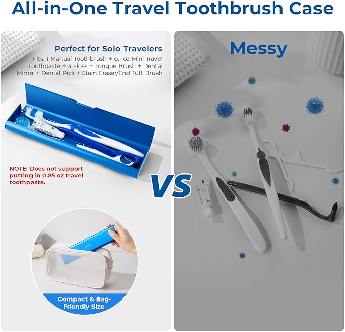 Wider Aluminum Toothbrush Travel Case, Portable Travel Toothbrush Holder