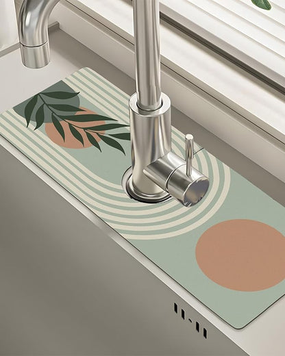 Patterned Sink Faucet Mat Kitchen Splash Guard Super Absorbent Drying Mat