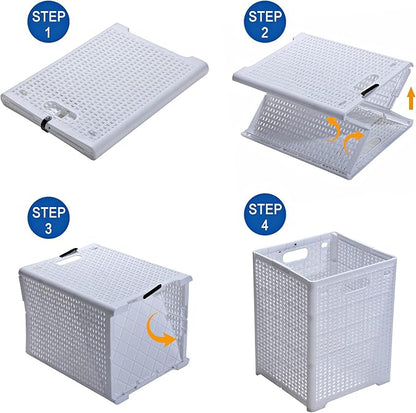 42L Collapsible Plastic Laundry Baskets, Foldable Laundry Hamper