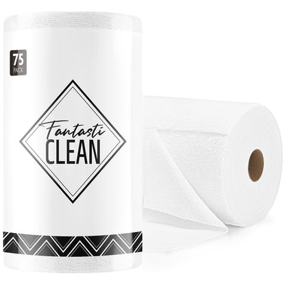 Fantasticlean Microfiber Cleaning Cloth Roll -150 Pack, Tear Away Microfiber Towels, 12" x 12", Reusable, Washable, Ultra Absorbent Dishcloth for Home Supplies, Car, Pet, Kitchen (2 Rolls of Grey)