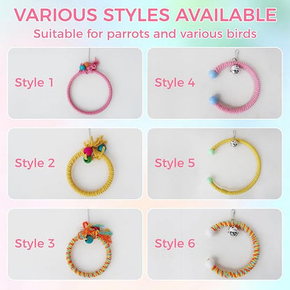 Colorful Circular Bird Swing,Bird Rope Chewing Toys Parrot Cage Bite Toys (Small Half-Round Pink)