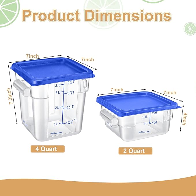 Barydat 4 Pcs Square Food Storage Containers