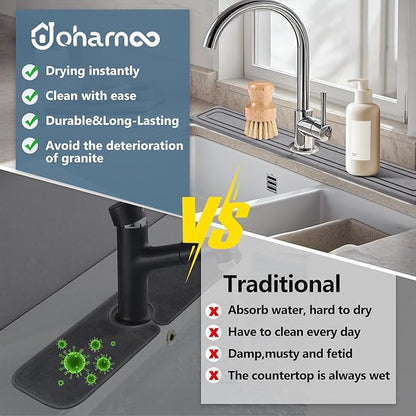 Faucet Mat for Kitchen Sink, Rapidly Absorbing Diatomite Fast Drying Stone