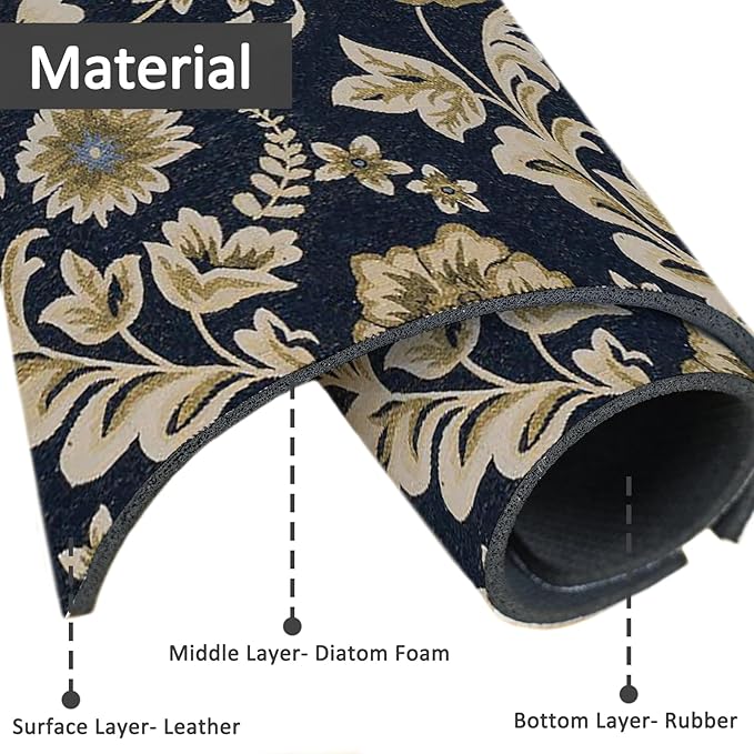 24" X 5.5" Kitchen Sink Splash Guard Faucet Mat Floral Flower Super Absorbent
