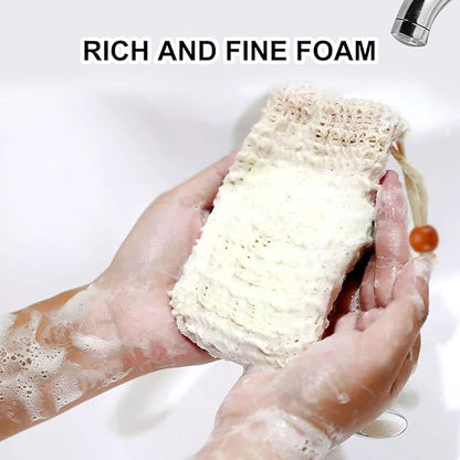 Soap Bag, Natural Sisal Soap Saver Bag Pouch Mesh Net Waste Plastic-Free Exfoliating Foaming and Drying Soap Holder for Shower (4 Pack)