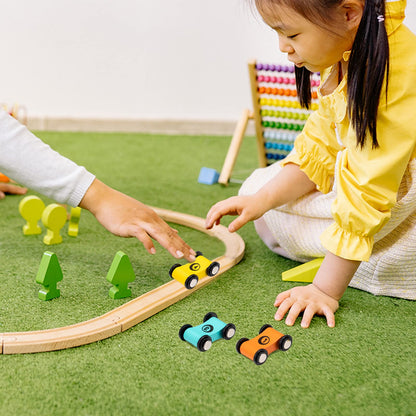 6 Pieces Wooden Mini Car Wooden Car Ramp Race Track Toys, Car Ramp Racer Toy Replacement Vehicle Set Race Party Favors
