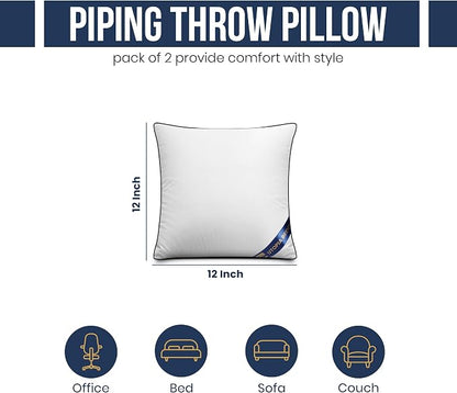 Utopia Bedding Throw Pillow Inserts (Pack of 2, White), 12 x 12 Inches Decorative Indoor Pillows for Sofa, Bed, Couch, Cushion Sham Stuffer