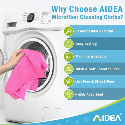 AIDEA Microfiber Cleaning Cloth-12PK, Soft Microfiber Towels