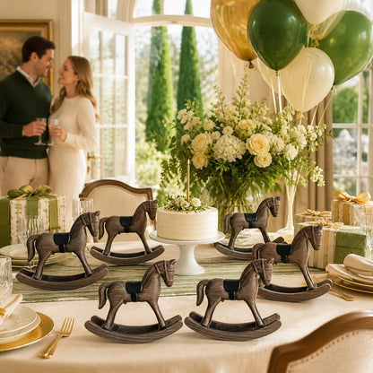 Wovelli Wooden Rocking Horse Decor, 6-Pack Baby Shower Centerpieces