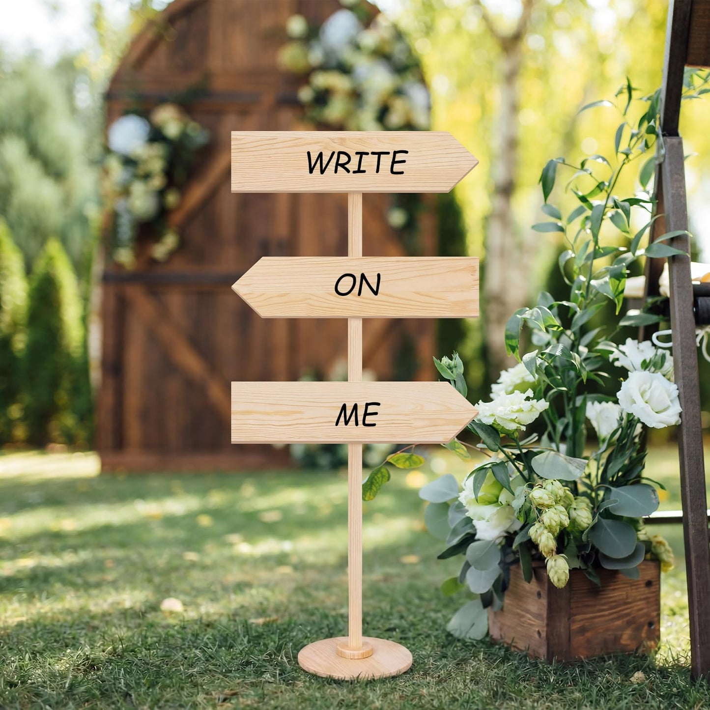 Chunful Wooden Blank Arrow Signs with Stakes, Wood Blank Directional Yard Sign for Outdoor Lawn Patio Yard Garden Weddings Birthday Party Guidepost Decorations(Natural Wood,53 Inch)