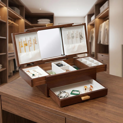 FMYSUSUXY Jewelry Box Solid Wood Jewelry Box Jewelry Ring Necklace Watches Earrings And Other Multi-style Storage Organizer Girl Wife Mother Gifts