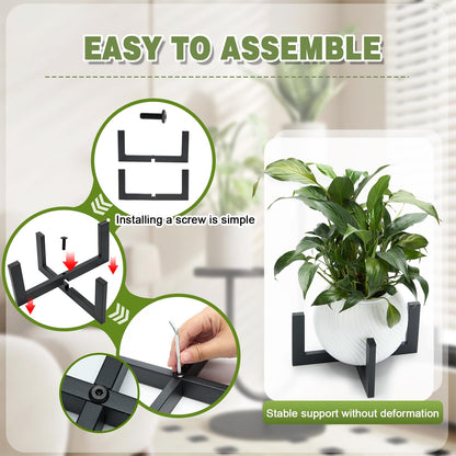 Phikrou Metal Plant Stands Indoor Outdoor, Heavy-Duty Short Black Plant Holder for 5-12 Inch Flower Pots - 1/2/3 Pack Low Stand for Balcony, Corner, Desk, Table Top (Plant Not Included)(3Pcs)