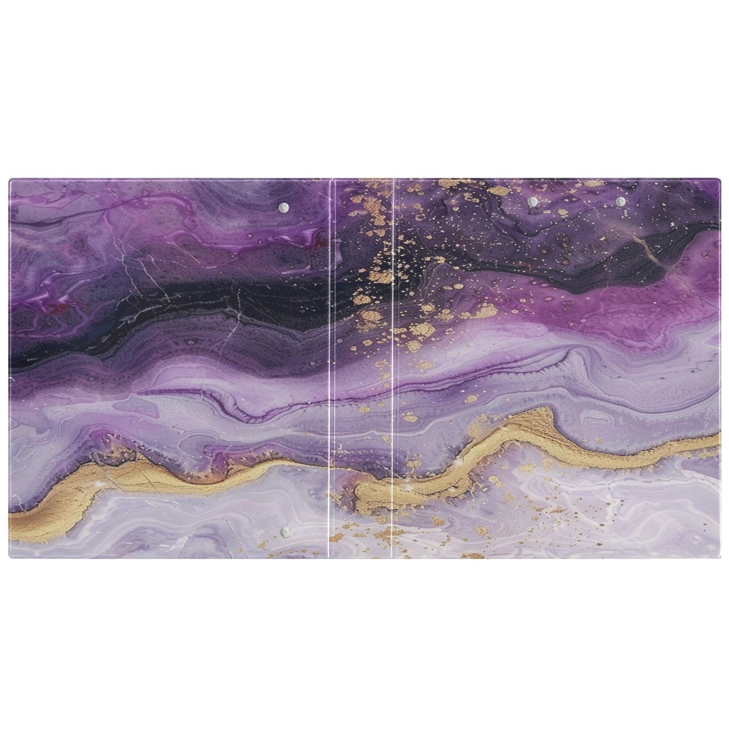 Purple Round Ring Binders 1.5 Inch White Pink Gold Marble Tie Dye 3 Ring Clipboard Binder for Office School Work Supplies File Folder Document 200 Sheet Capacity Easy Open