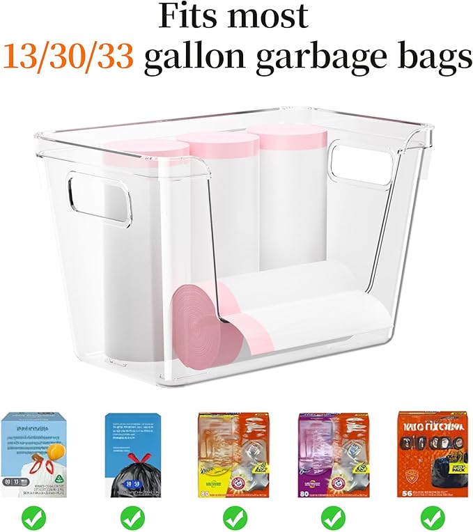 Delamu Acrylic Trash Bag Holder, 2 Pack Stackable Garbage Holder