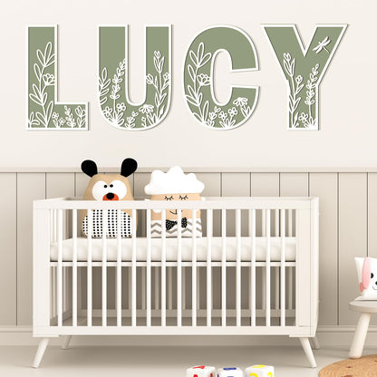 Layered 12 Inch Large Wooden Letters for Wall Decor, Flowered Paintable Wooden Nursery Letters for Crafts Wood Alphabet Letter A for Birthday Boho Nursery Name Sign Wedding Home Decoration