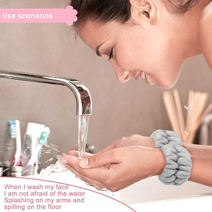 2pcs Wrist Bands for Washing Face, Microfiber Face Washing Wristbands, Arm