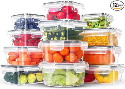 24-Piece PVC-Free BPA-Free Food-Grade Plastic Kitchen Set, Leakproof Airtight