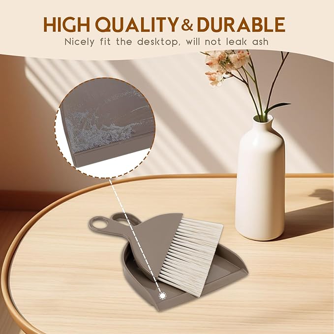 THINKLEARN 2PCS Small Broom and Dustpan Set, Mini Dust Pan and Brush, Hand Whisk