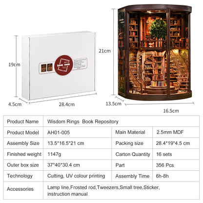 Sagiterra Book Nook Kit，DIY Miniature Dollhouse Kit (DH-W YR)