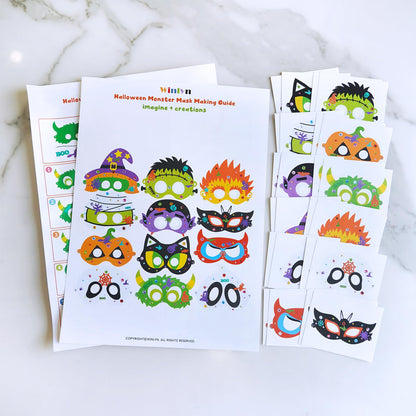 Winlyn 24 Sets Halloween Masks Craft Kits Halloween Face Masks DIY Foam Halloween Party Mask Art Sets Ghost Monster Mummy Face Stickers for Kids Classroom Activities Party Favors Treats