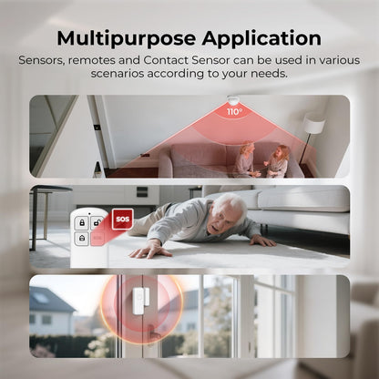 Hapippofa Wireless Home Security System WiFi/4G Home Alarm System with Phone APP Alert | Voice Control | No Subscription Fees | 24/7 Monitoring | Alexa Compatible