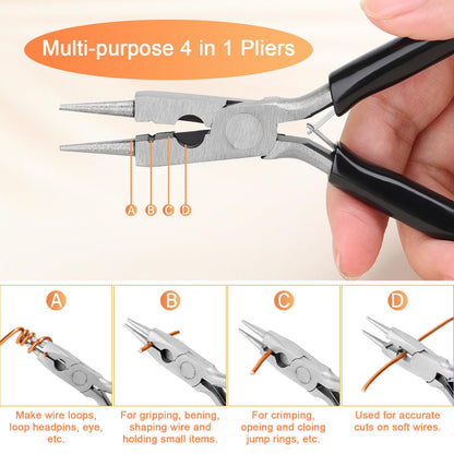 Premium 12 Gauge Copper Wire - 32.8ft Bendable Metal Craft Wire with 4-in-1 Pliers for Jewelry Making, Floral Design, Doll Making, and DIY Crafts Easy Wire Cutting, Shaping, and Wrapping