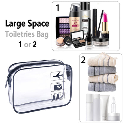 TREALDATE TSA Approved Toiletry Bag 3Pcs - 3 Pack Clear Travel Bags for Toiletries, Carry on Airport Airline Compliant Bag,Makeup Bags Clear Toiletry bags Quart Size Travel Bag,Black