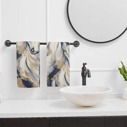 Golden Horse Oil Painting Kitchen Hand Towel Set of 2, Abstract Art Painting