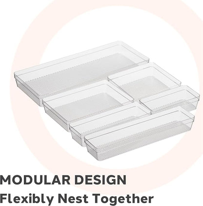 Oggi Clear Drawer Organizer - 3" X 9.5" - Ideal for Organizing Kitchen Drawers, Office, Desk, Silverware, Kitchen Utensils, Cosmetics and Bathrooms