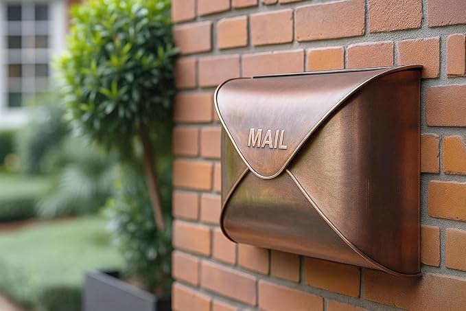 NACH Wall Mount Mailboxes for Outside, 12.5 x 5 x 10 inch Copper Wall Mailboxes for Outside, Waterproof Mailboxes for Outside - Envelope Mailbox