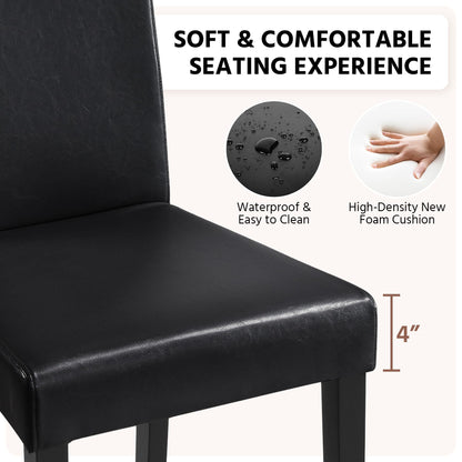 Yaheetech Dining Chairs Set of 4 PU Leather Upholstered Parsons Dining Chairs with Solid Wood Legs for Kitchen/Living Room/Restaurant, Modern Style, Black