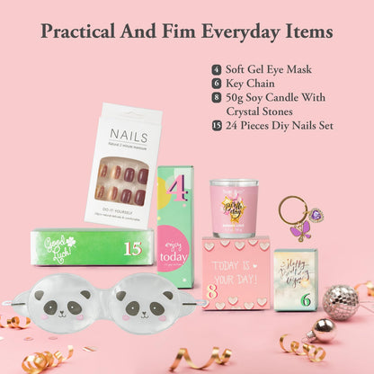 Birthday Gifts for Teens Birthday Gifts for Women Happy Birthday Surprise Box, 15pcs Spa Kit Gift, Gift Box for Teen Girls Unique Diy Nails Set, Luxury Birthdays Presents Spa Gift for Mom Daughter