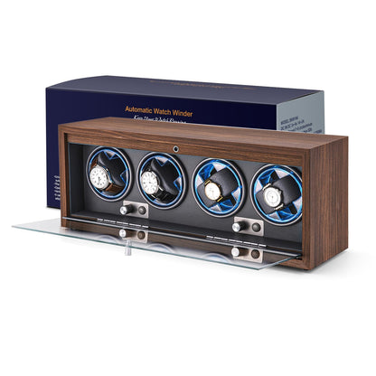 LALAHOO Watch Winder for Automatic Watches, Ultra Quiet Motor for 4 Watches with LED Lights, Automatic Watch Winder with 4 Rotation Modes