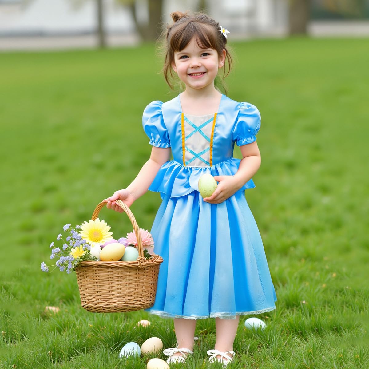 Meland Princess Dress Up for Girls - Dress Up Clothes for Little Girls with Cape, Princess Toys for Girls Age 3,4,5,6 Year Old, Christmas Birthday Gift for Toddler Girls Halloween Role Play