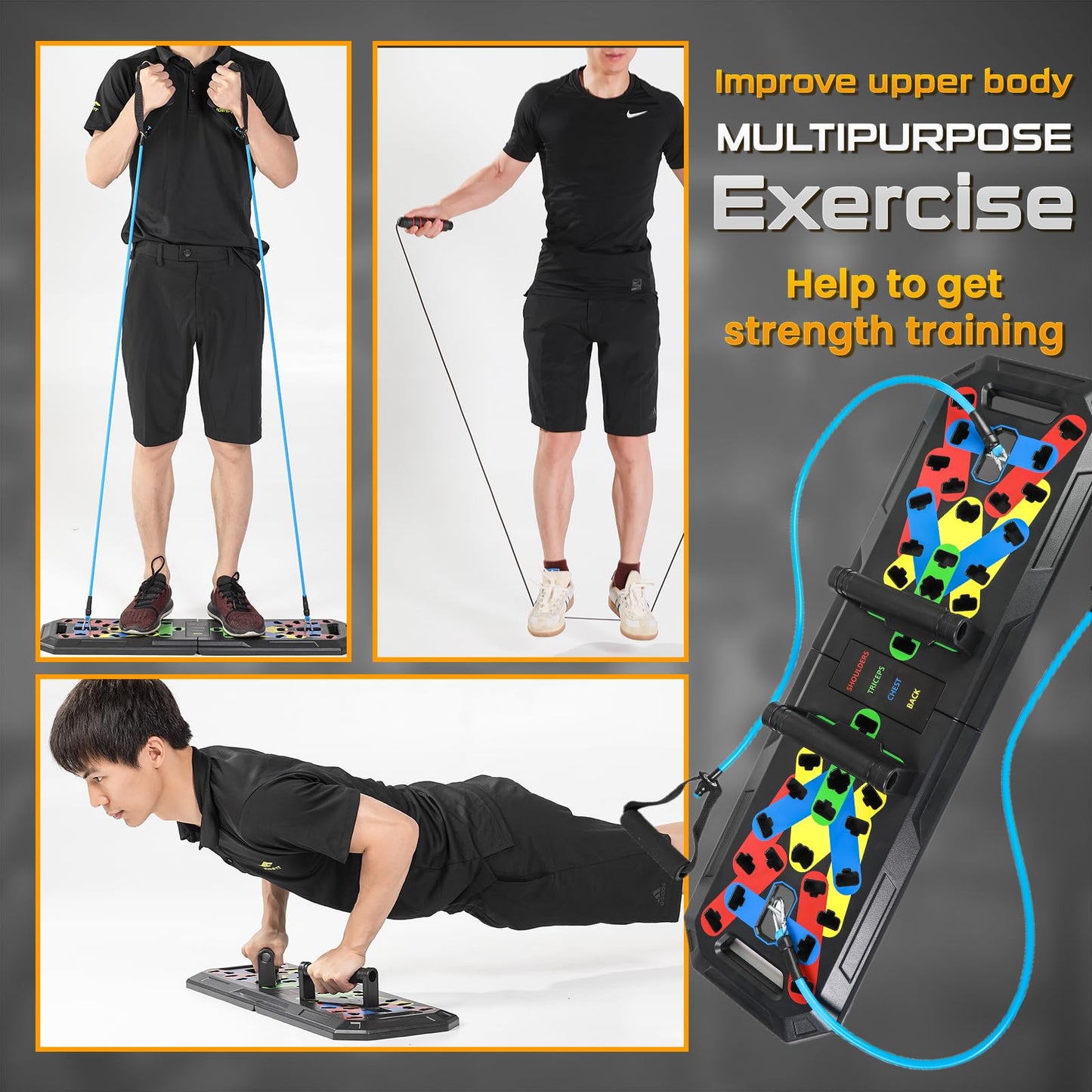Ultimate 20-in-1 Push Up Board with Accessories – Multi-Functional Strength Training System for Home Workouts | Includes Jump Rope, Resistance Bands, & Professional Pushup Bars for Total Body Fitness