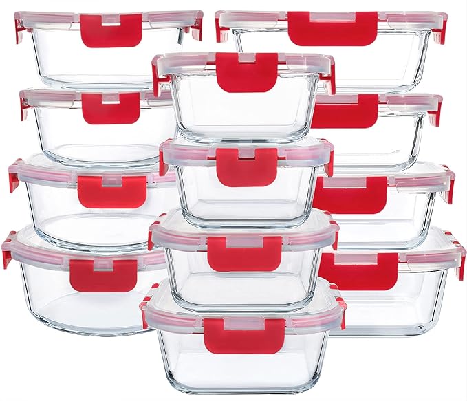 M MCIRCO 24-Piece Glass Food Storage Containers