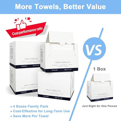 200 Count Disposable Face Towels – Value Pack Extra Thick Biodegradable Facial