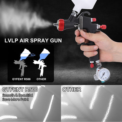 Gyfent R500 LVLP Air Spray Gun Premium Kit, Automotive Paint Spray Gun with 1.3/1.5/1.7/2mm Nozzles & 18 Pcs Paint Sprayer Accessories for Car Automotive Furniture House Painting
