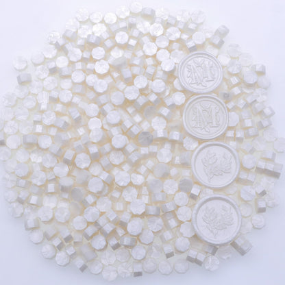 Andotopee Pearl White Wax Seal Beads 1450pcs (1.1lb), Premium Pearlescent Sealing Wax Pellets for Stamp Seals, Wedding Invitation, Letter Envelope, Thanks Card & Scrapbook DIY Crafts & Bridal Crafts