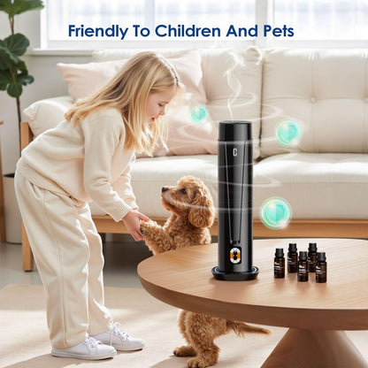 Waterless Scent Diffuser – 1200 Sq Ft Coverage, Essential Oil Diffuser with Remote Control, Quiet Aromatherapy Diffuser with LED Light & Timer, Scent Air Machine for Home, Office, Hotel