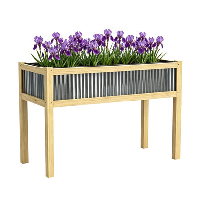 GROWRKS Raised Garden Bed Outdoor - 48”L*20”W*34”H Elevated Wooden Planter Box Stand, Backyard, Patio, Balcony w/Bed Liner, 300lb Capacity
