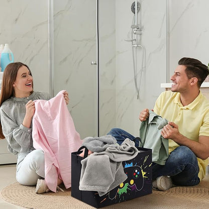 2 Pcs Rectangle Gamer Laundry Basket Hamper Foldable Kids Laundry Baskets Boys