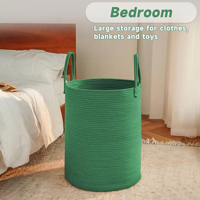 Large Woven Laundry Basket Hamper, 100L Cotton Rope Storage Bin