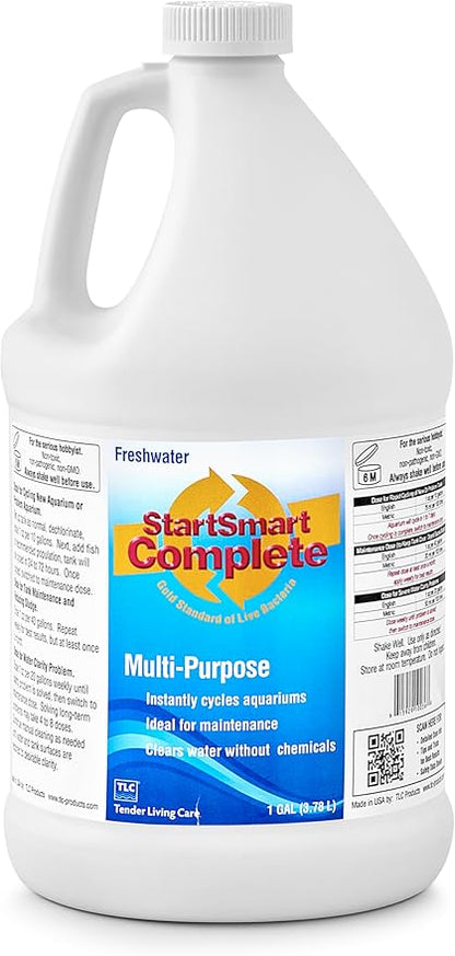 TLC Products StartSmart Complete Freshwater Aquarium Cycle Starter & Beneficial Nitrifiers, Supports Clear Water & Biofiltration, Reduces Excess Sludge, One Gallon (128 oz, 3.78 L)