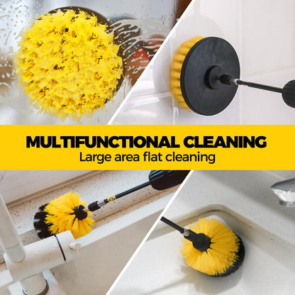 Holikme 6Pack Drill Brush Power Scrubber Cleaning Brush Extended Long Attachment Set All Purpose Drill Scrub Brushes Kit for Grout, Floor, Tub, Shower, Tile, Bathroom and Kitchen Surface，Yellow