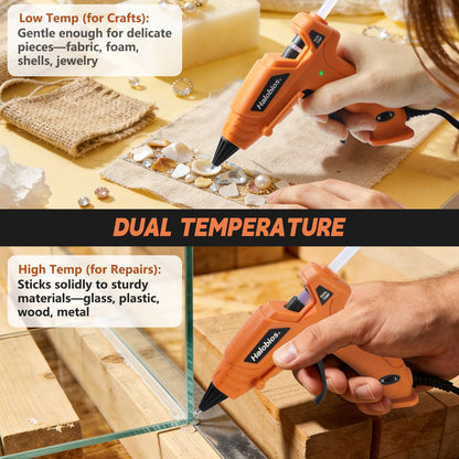 Hot Glue Gun Dual Temp with 32 Glue Sticks, Quick Preheat Hot Glue Gun, Two Temperatures for DIY, School Craft and Home Repairs (Orange)