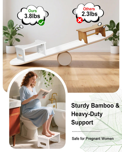 YOSE Squatting Potty for Adults, Foldable Bamboo Toilet Stool Squat Adult, No Assembly Required, Sturdy Poop Stool Adult for Small Bathrooms, Space-Saving Bathroom Foot Stool