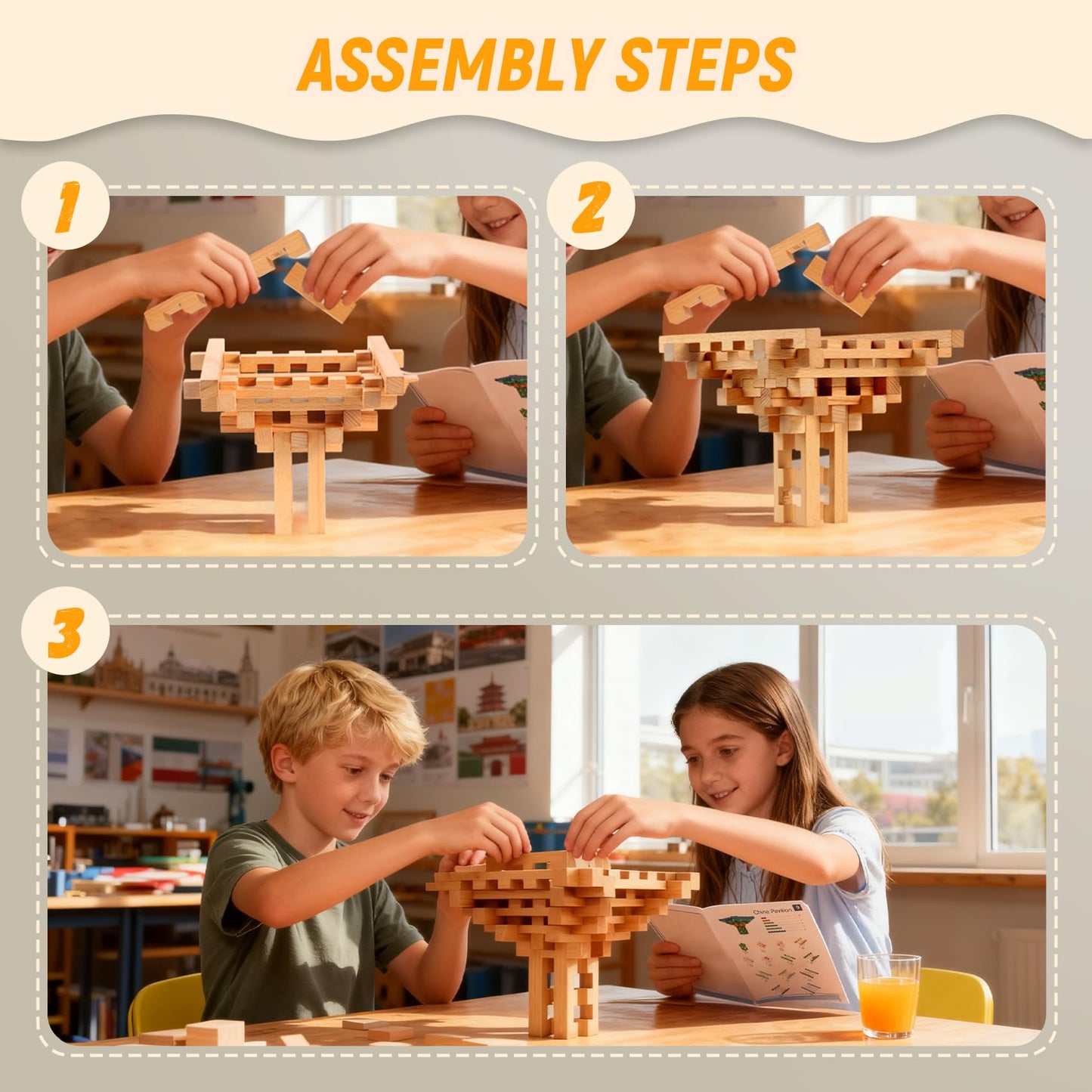 GLCforever 15 in 1 STEM Wooden Building Blocks -15+ Shapes, 3D Puzzle, Logic Brain Games, Educational Toys Gift for Kids and Classroom, Montessori STEM Toys for Ages 5+ to Adults