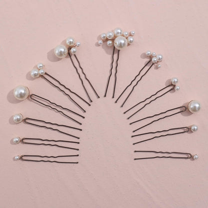12 Pieces Bridal Hair Accessories Pearl Wedding Hair Pins Handmade Bridal Hair Pins for Wedding Brides Women Girls