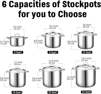 Cooks Standard Classic 24 Quart Stock Pot with Lid, Large Stainless Steel Pot